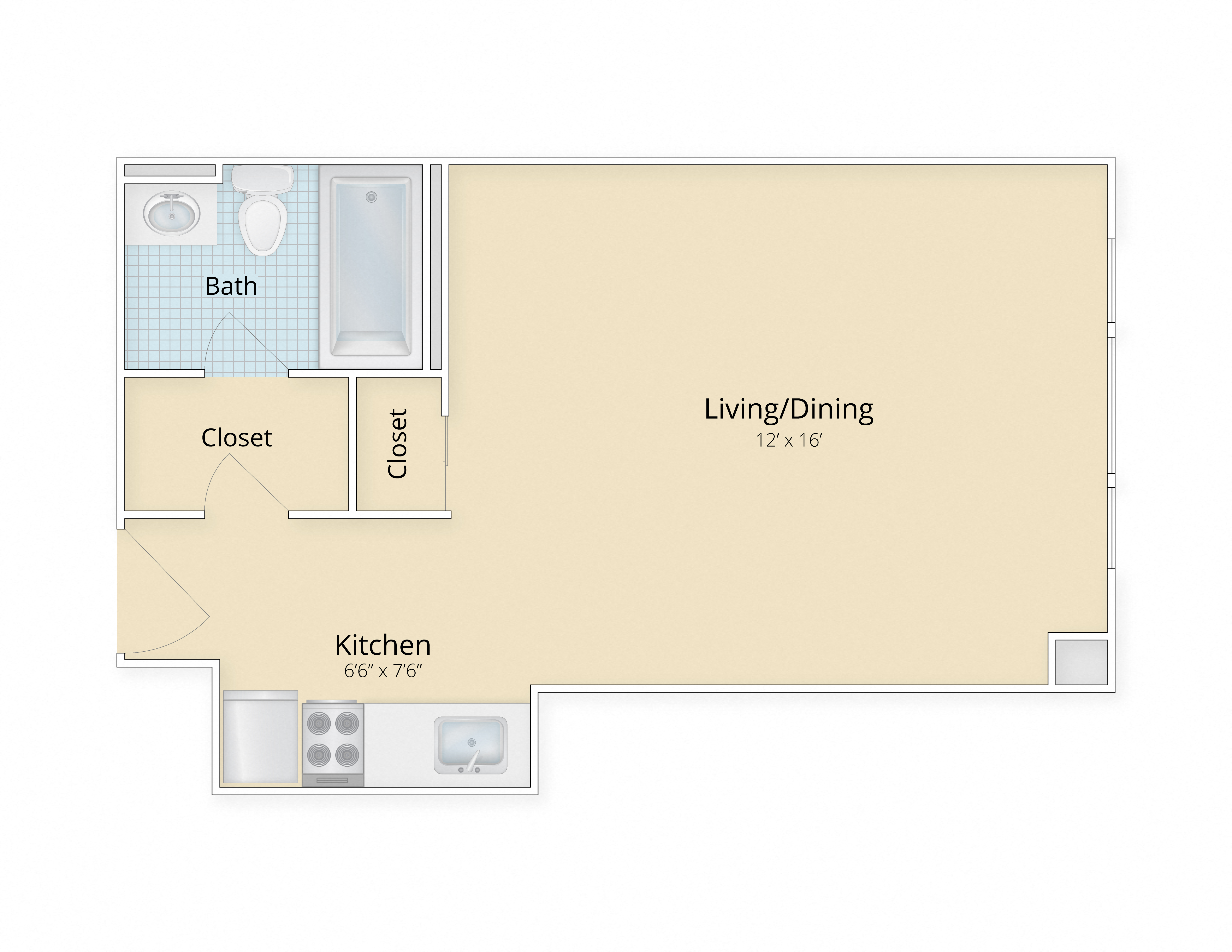 Palisades apartments in Logan Circle, Washington DC studio floor plan
